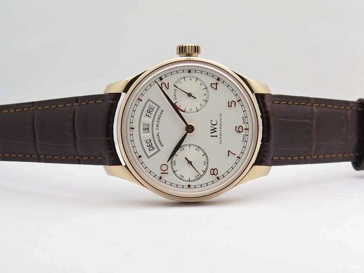 MIROTIME 0318 Portuguese Real PR Real Annual Calendar RG IW503504 YLF 1:1 Best Edition White Dial On Leather Strap A TimelessDesign 7242